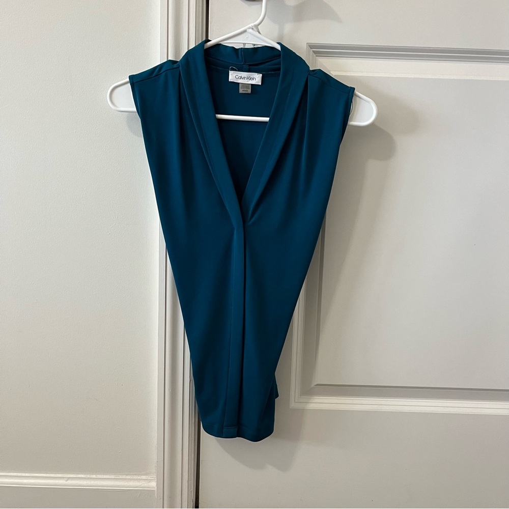 Calvin Klein Teal V-Neck Sleeveless Top